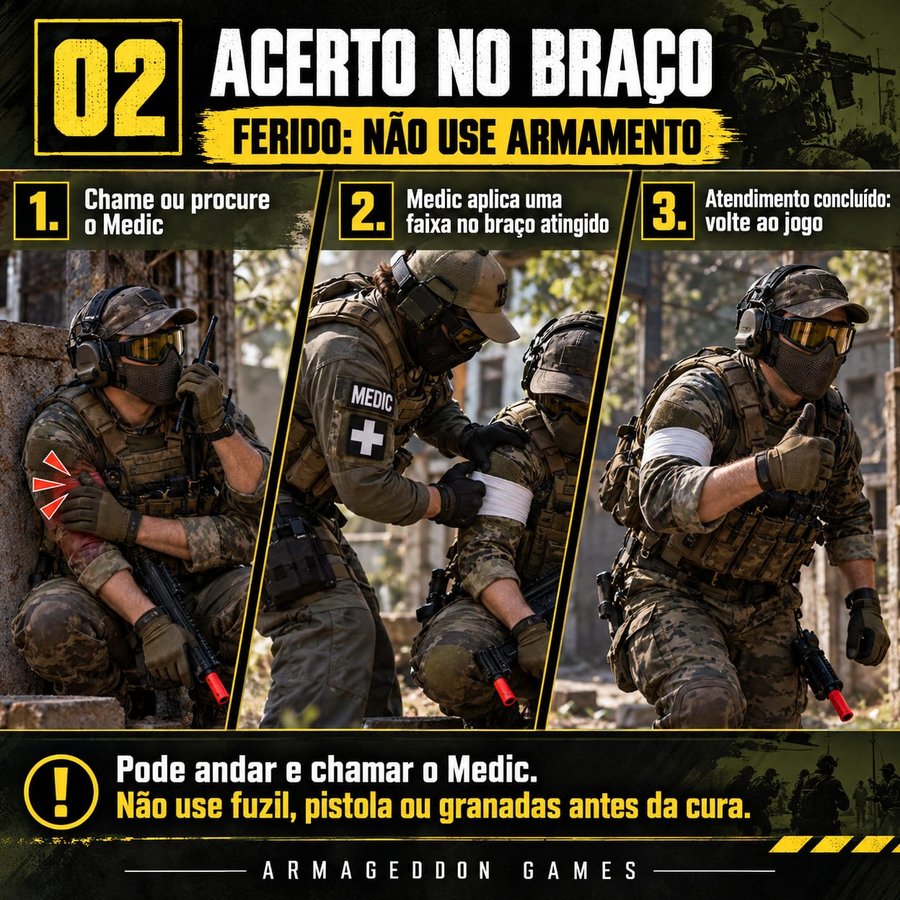 Acerto no braço: ferido, sem armamento