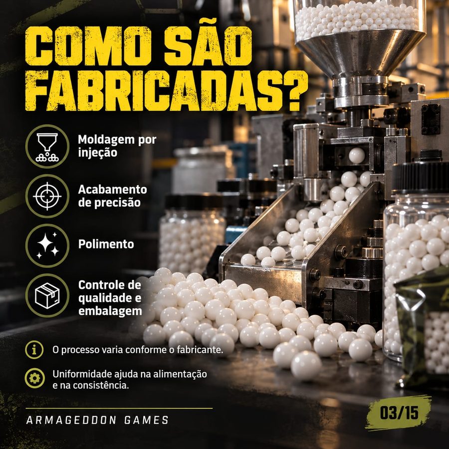 Como são fabricadas: moldagem por injeção, acabamento de precisão, polimento, controle de qualidade e embalagem.