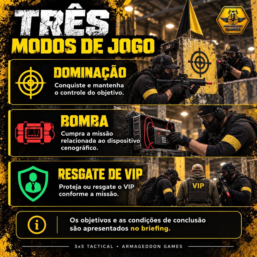 Três modos de jogo: Dominação, Bomba e Resgate de VIP